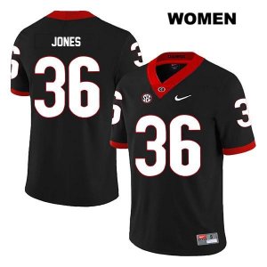 Women's Georgia Bulldogs NCAA #36 Garrett Jones Nike Stitched Black Legend Authentic College Football Jersey OBP5854WR